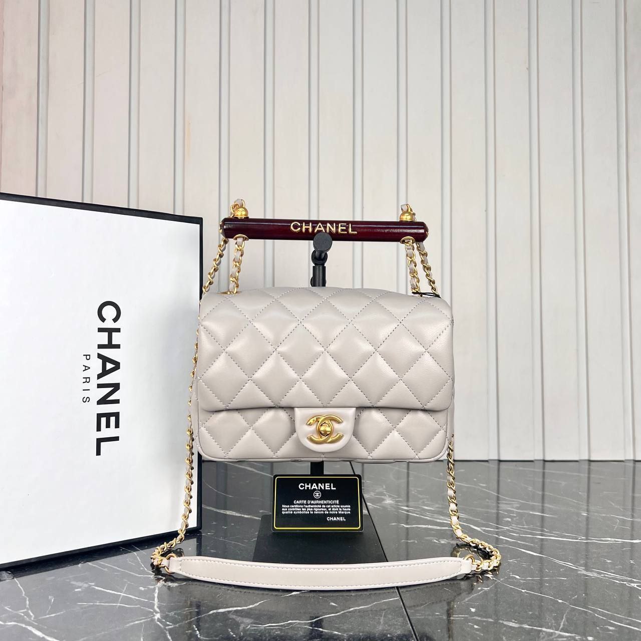 Chanel Women's Bag Petit Rabat Small Chain Strap Quilted Pink