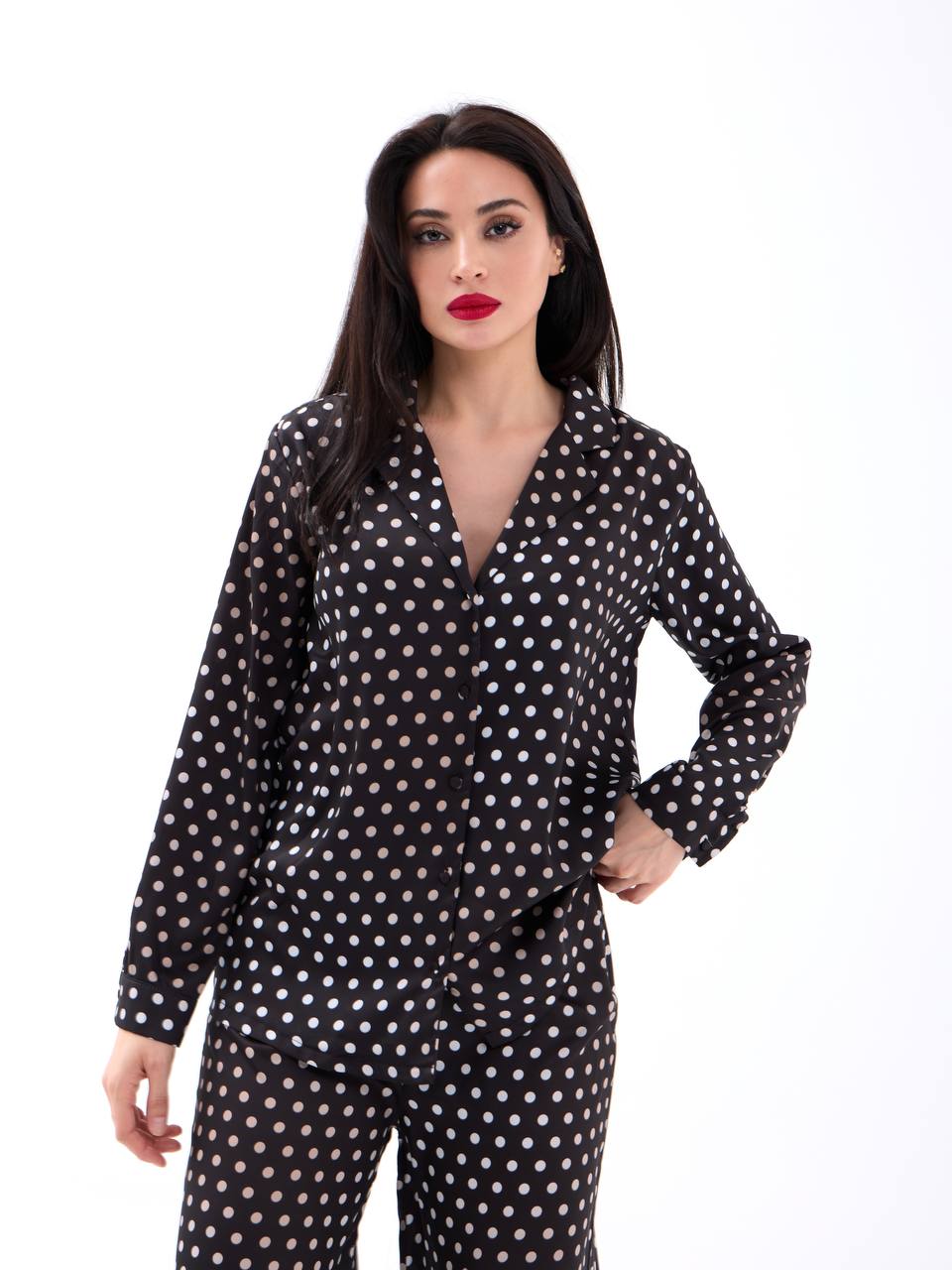 Polka Dot Print Satin Pyjama Set